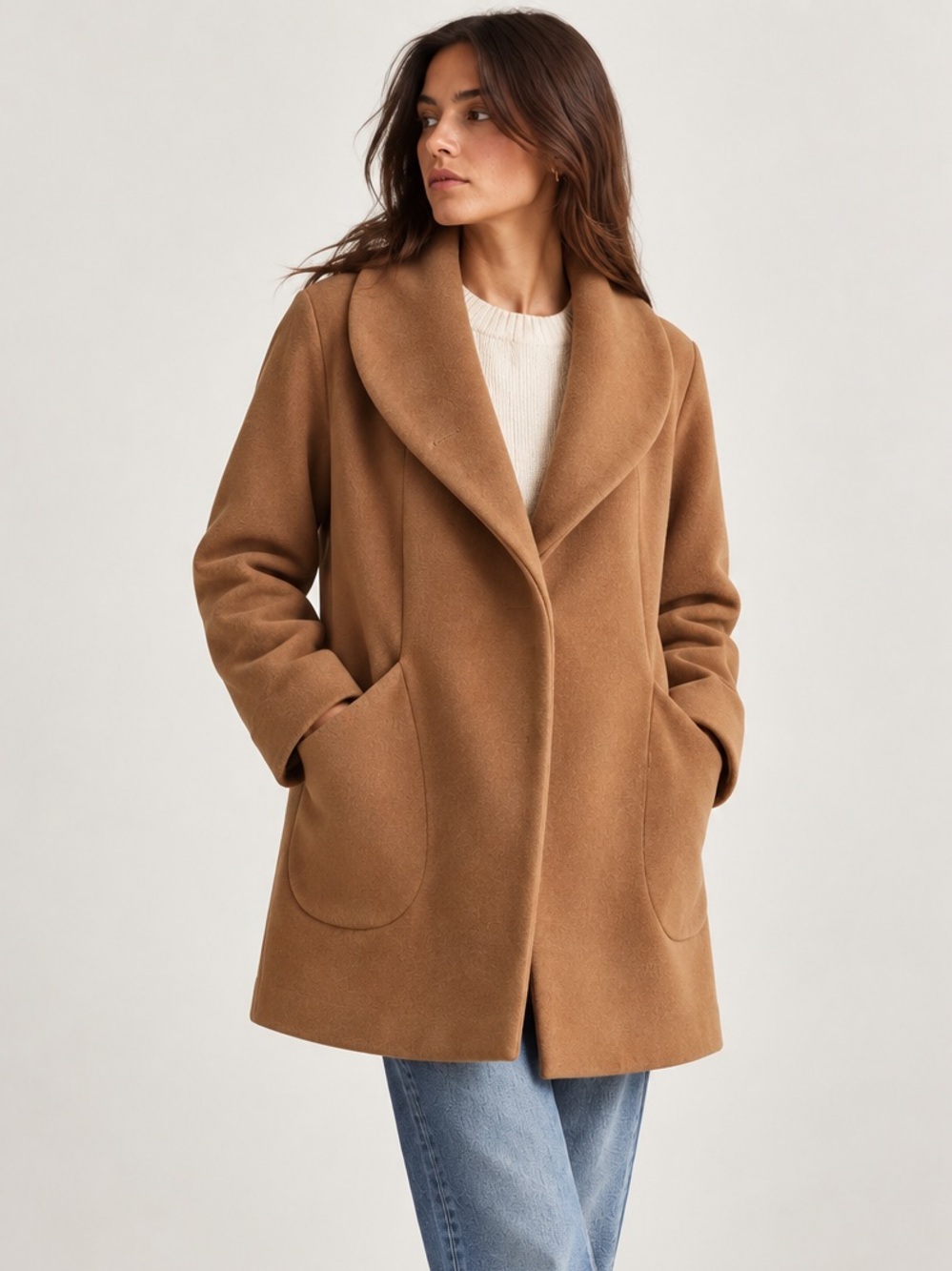 Wilfred Aritzia Wool Cashmere Cocoon Style Coat Camel XS